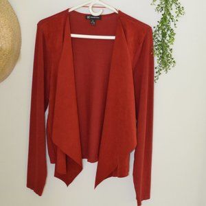 INC International Concepts Faux Suede & Knit Open Draped Cardigan Rust Size XL